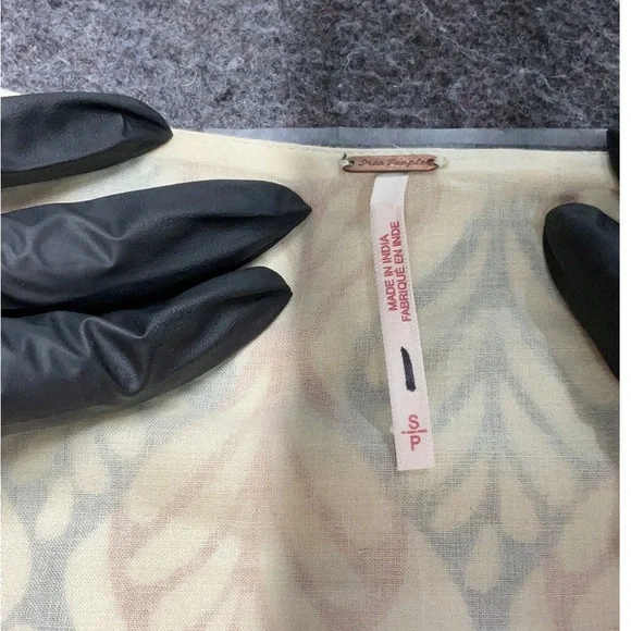 Free People Boho Tunic Dress Lace-Up Bell Sleeve Leaf Print – Small - Picture 4 of 7